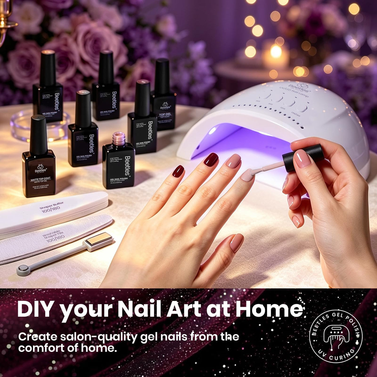 Beetles Fall Gel Nail Polish Set, 23Pcs Brown Burgundy Red Nude Pink