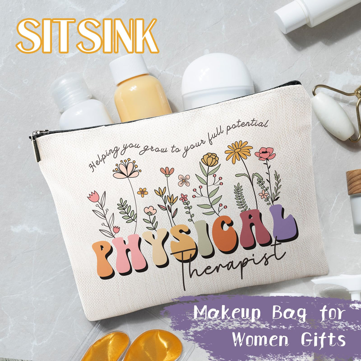 Sitsink Funny Sarcastic Gifts for Girls - Intersting Gifts for Girls Birthday. A Ray of Sarcastic Sunshine Every Single Day Makeup Bag, Cosmetic Bags Humor Sarcastic Gifts for Women Boss Coworker