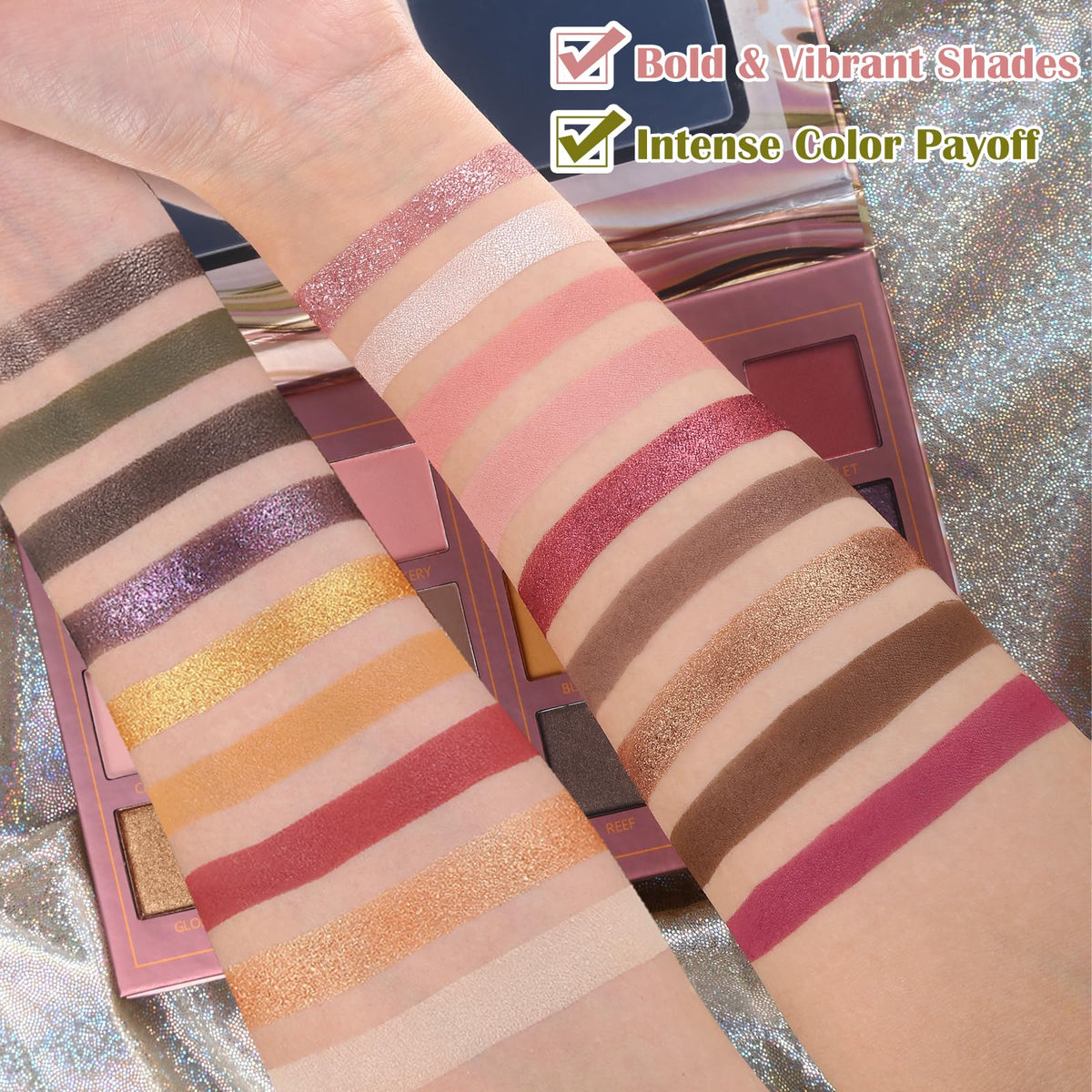 Matte Eyeshadow Palette Pro 18 Colors Pigmented Shimmer Glitter Eye Shadow Palette, Long Lasting Waterproof Dark Smokey Powder Cosmetics Pallet Halloween Valentine Gift Makeup Kit (01# Seductress)