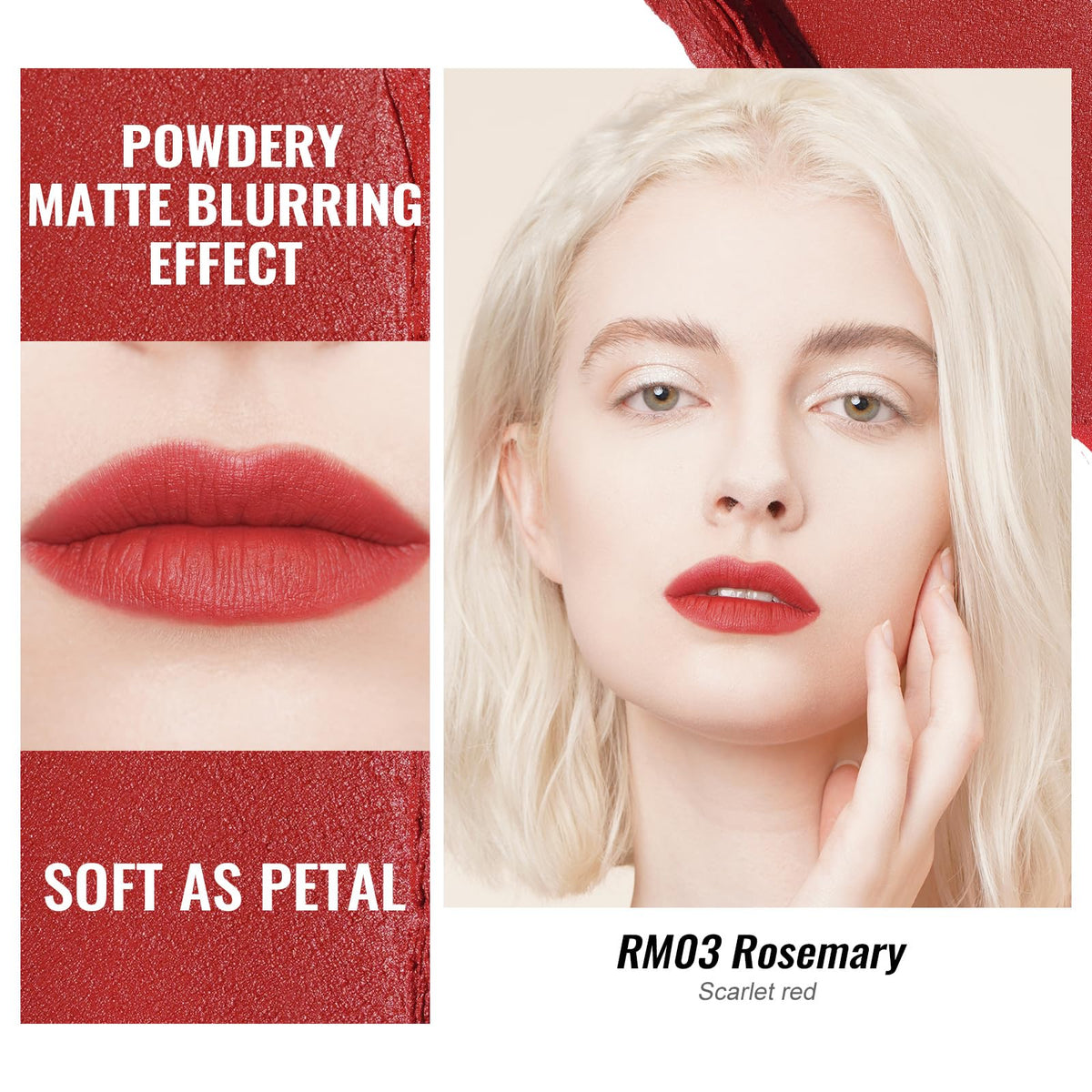 Oulac Red Matte Lipsticks for Women, Silky Velvet Matte Lipstick, Terracotta High Impact Lip Color, Soft Smooth Texture, Not Dry Lightweight Formula Infused with Vitamin E, RM06