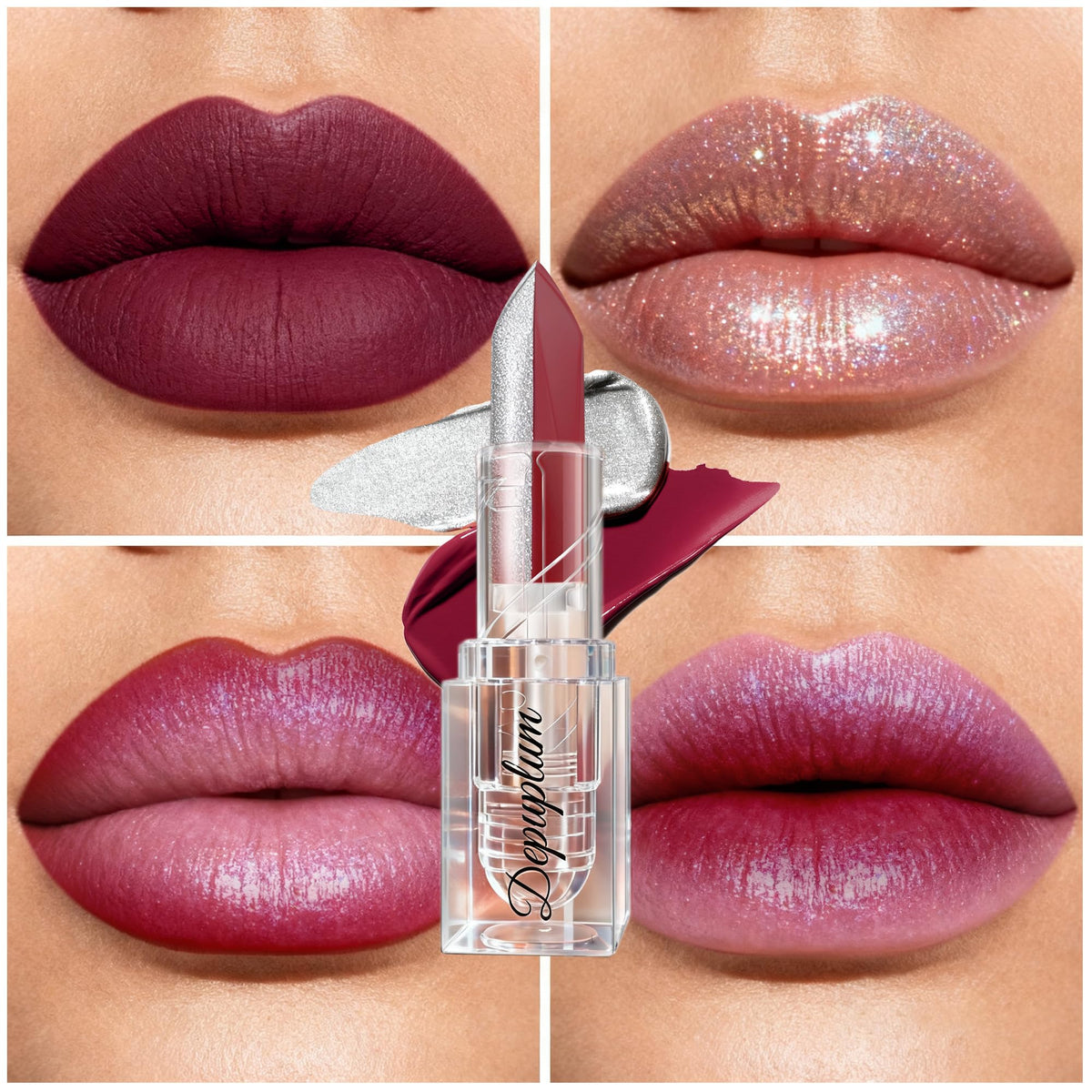 Depuplum Black Lipstick Glitter Red Lipstick Ombre Lips Dual Tone