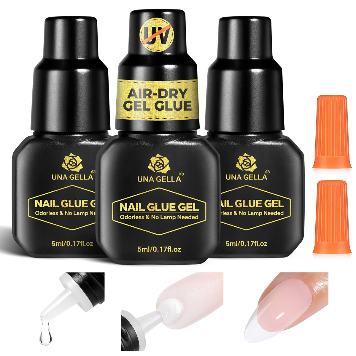 UNA GELLA Solid Nail Glue Super Strong for Press On Nails & Nail Tips 15g