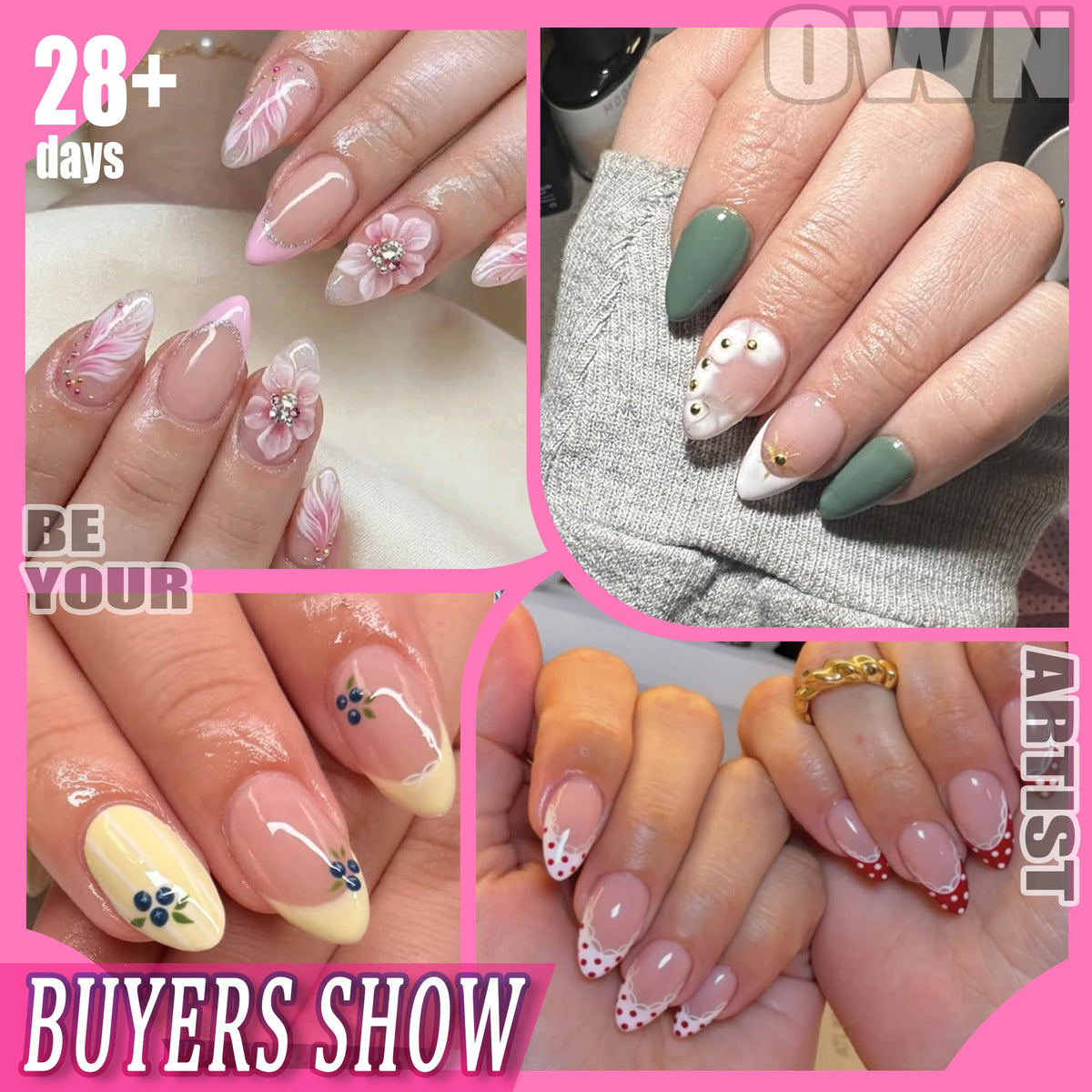 UNA GELLA Almond Gel Nail Tips 504PCS Pre-Etched Clear Fake Nails Tips