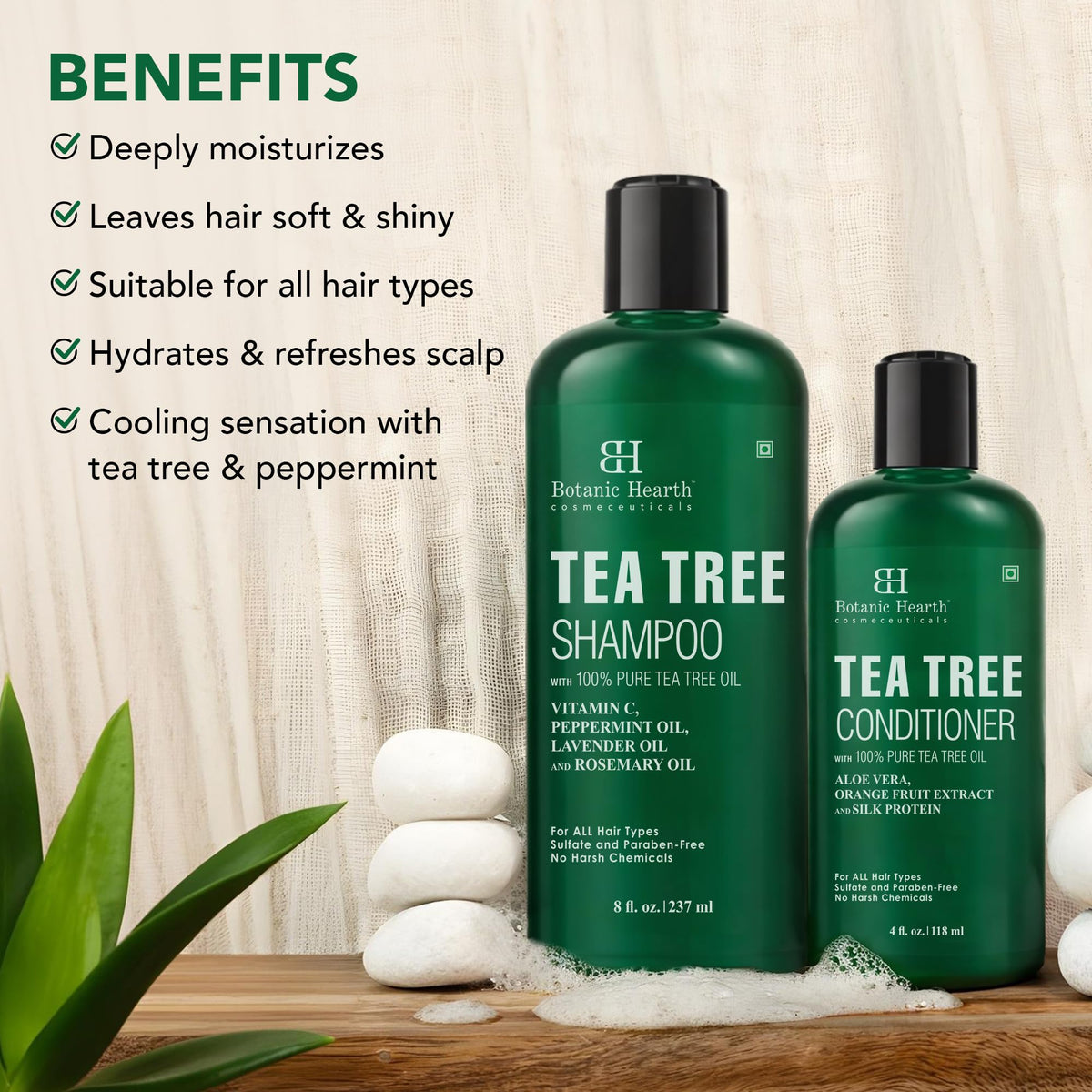 Botanic Hearth Tea Tree Shampoo And Conditioner Set - 16 Fl oz Each