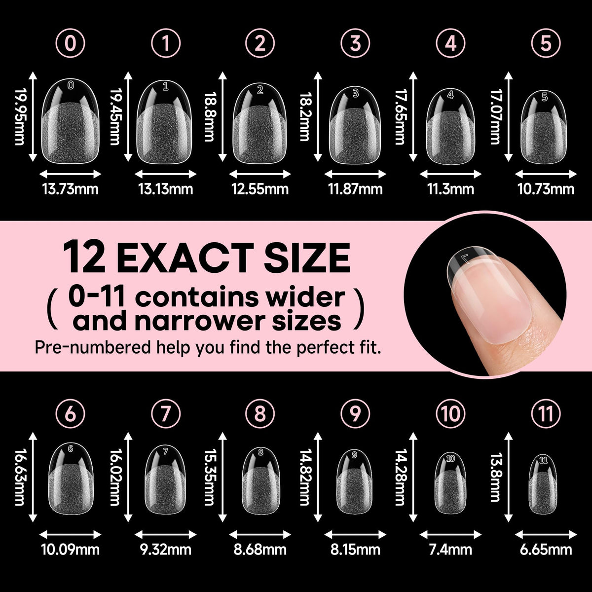 UNA GELLA Almond Gel Nail Tips 504PCS Pre-Etched Clear Fake Nails Tips