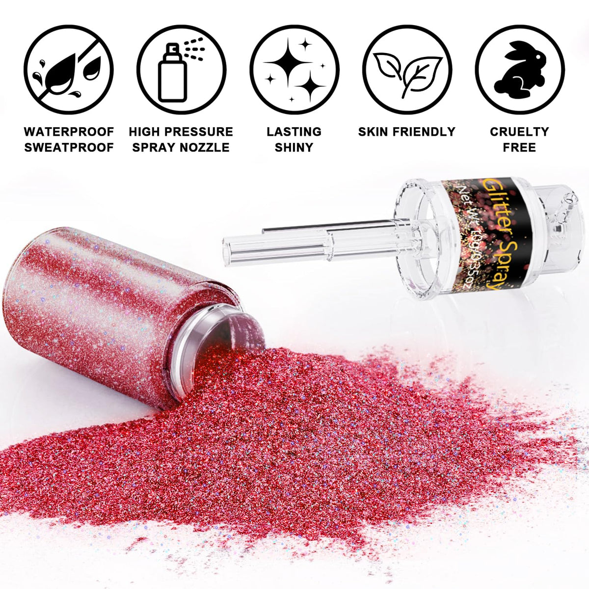Scarman Hair and Body Glitter Spray, 1PC Glint-Rainbow Hairspray Powder