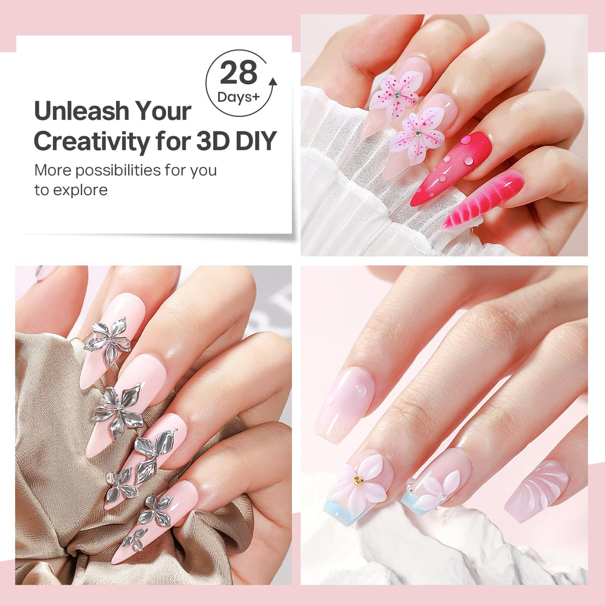 MIZHSE 3D Nail Scupting Gel for Nail Art, 6PCS Neon Colors Non-sticky