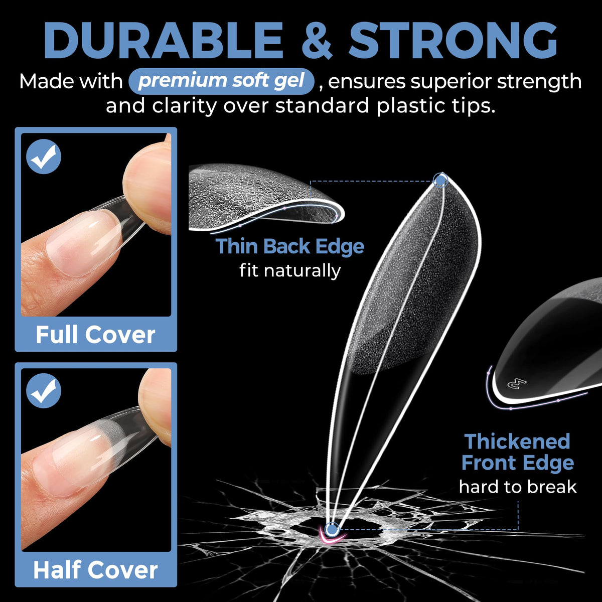UNA GELLA Solid Nail Glue Super Strong for Press On Nails & Nail Tips 15g
