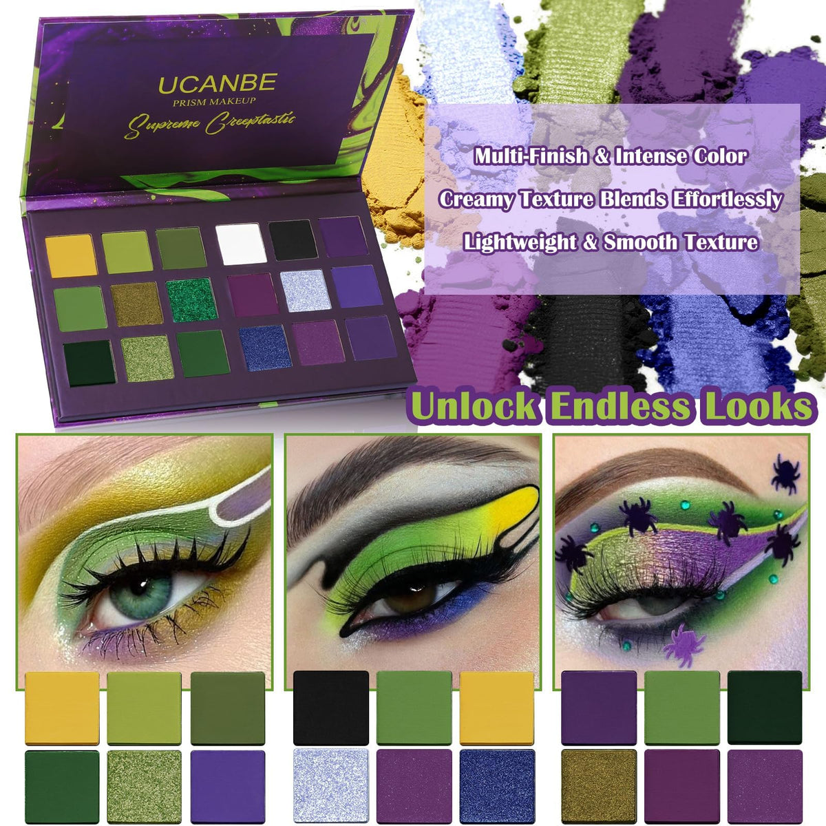 Matte Eyeshadow Palette Pro 18 Colors Pigmented Shimmer Glitter Eye Shadow Palette, Long Lasting Waterproof Dark Smokey Powder Cosmetics Pallet Halloween Valentine Gift Makeup Kit (01# Seductress)