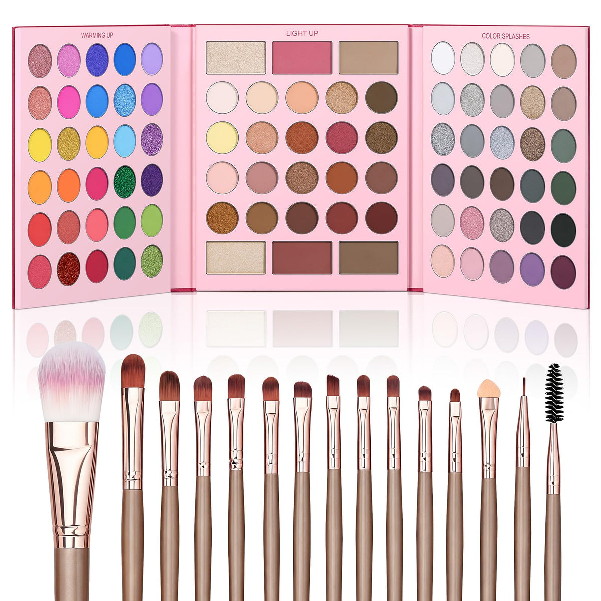UCANBE 86 Colors Nude Eyeshadow Palette with 15pcs Makeup Brushes Set, Matte Glitter Long Lasting Highly Pigmented Waterproof Colorful Eye Shadow Contour Blush Powder Highlighter All in One