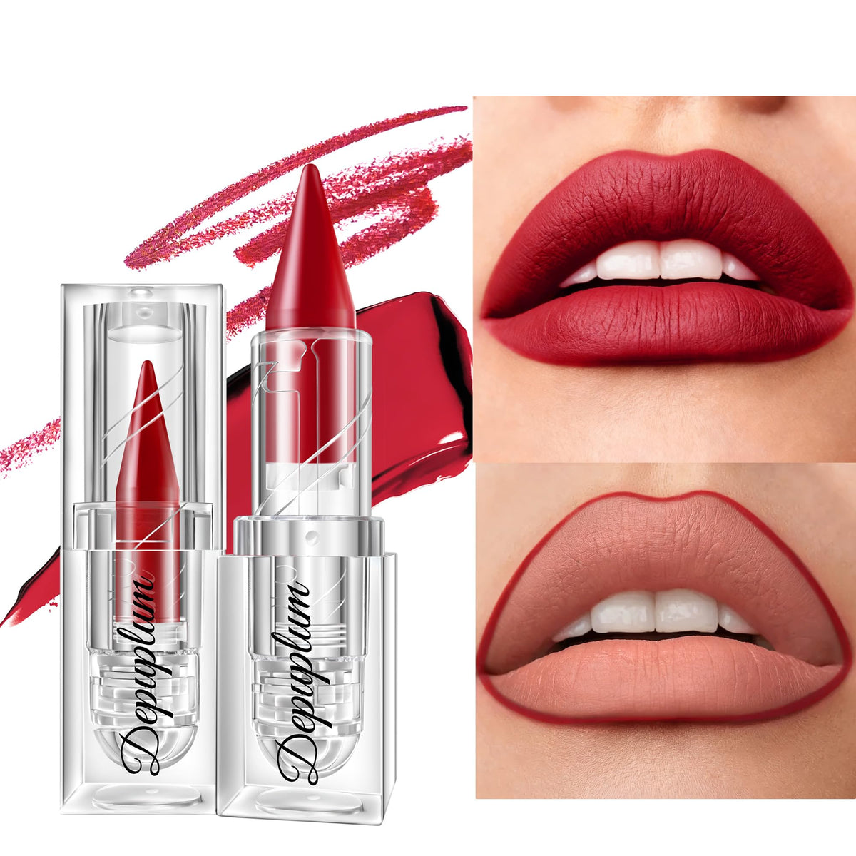 Depuplum Black Lipstick Glitter Red Lipstick Ombre Lips Dual Tone