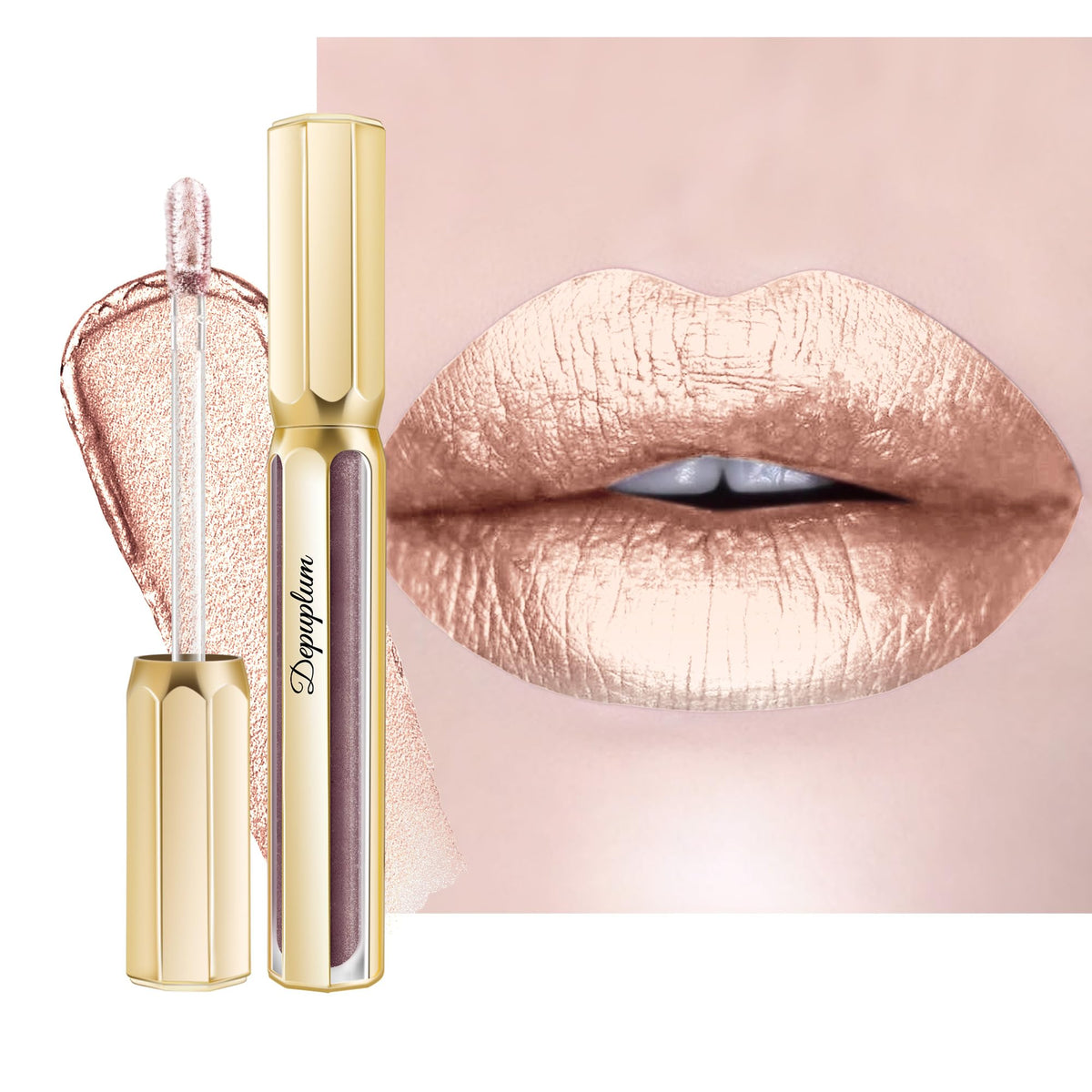Depuplum Purple Lipsticks for Women Metallic Glitter Lipstick Long Lasting