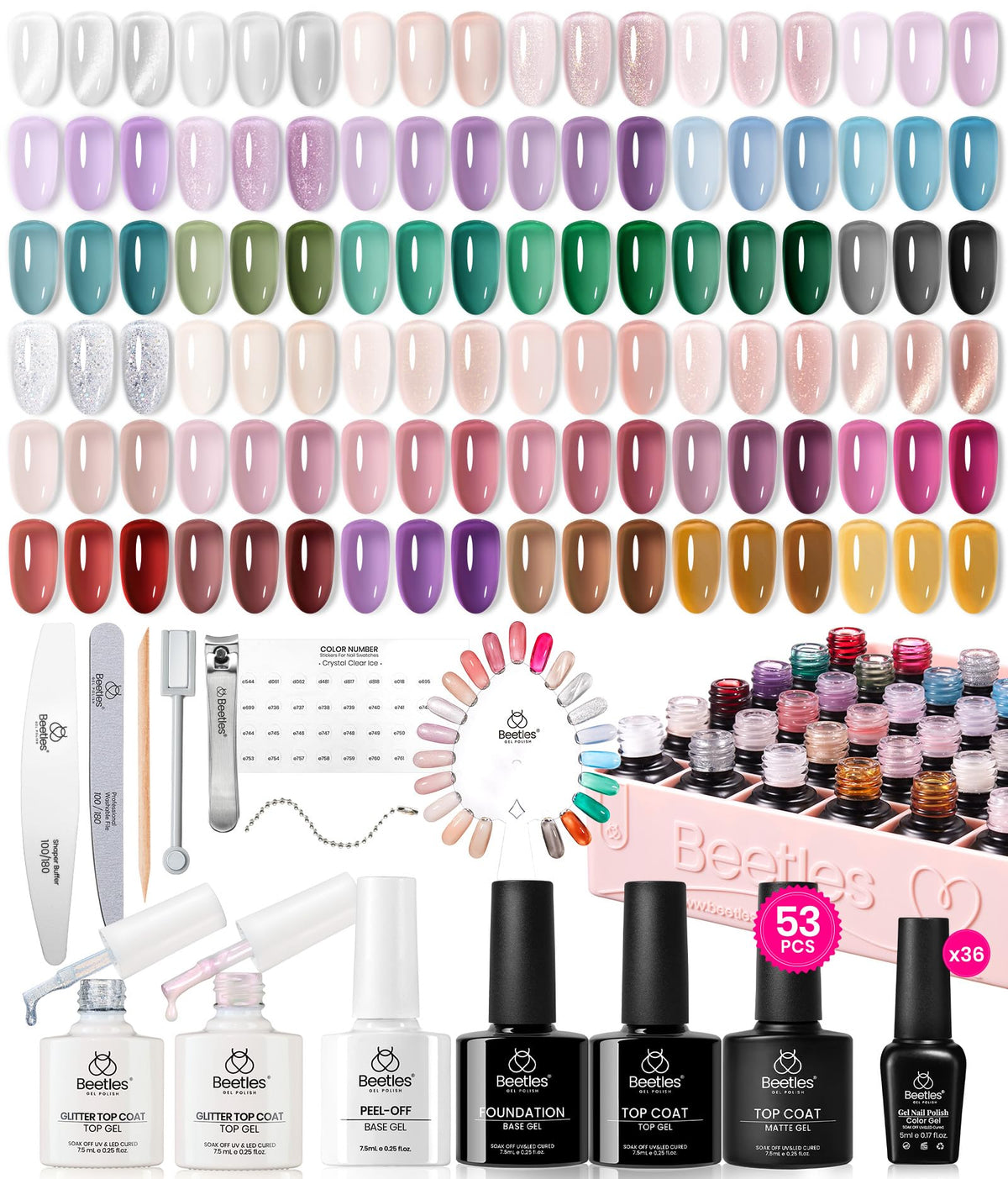 Beetles Fall Gel Nail Polish Set, 20 Colors Orange Yellow Brown