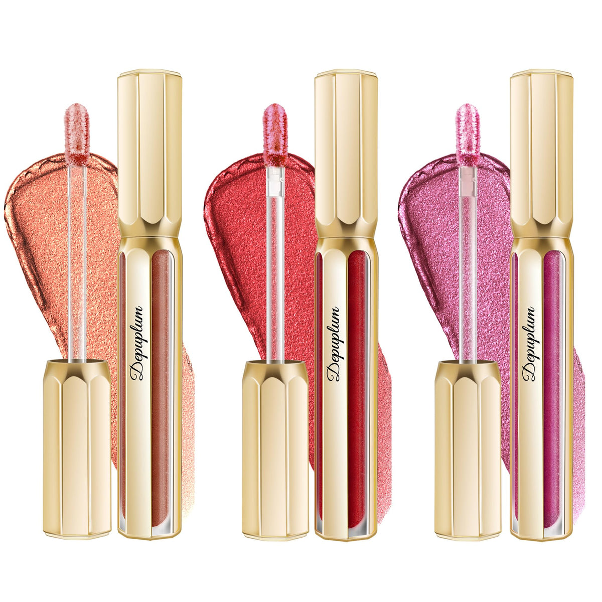 Depuplum Purple Lipsticks for Women Metallic Glitter Lipstick Long Lasting