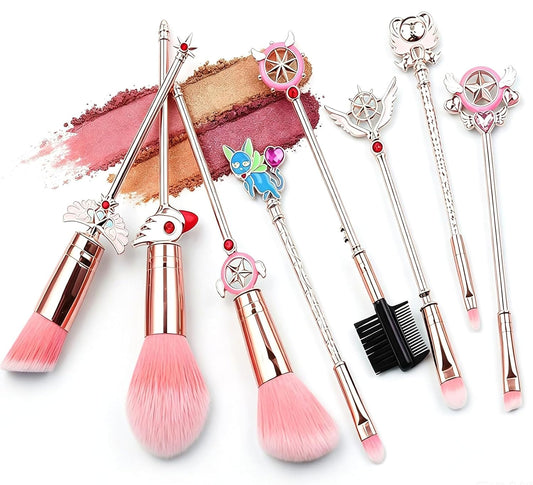 Kids Makeup Brush Set - 8pc Sailor Moon Anime Design with Metal Handle for Girls