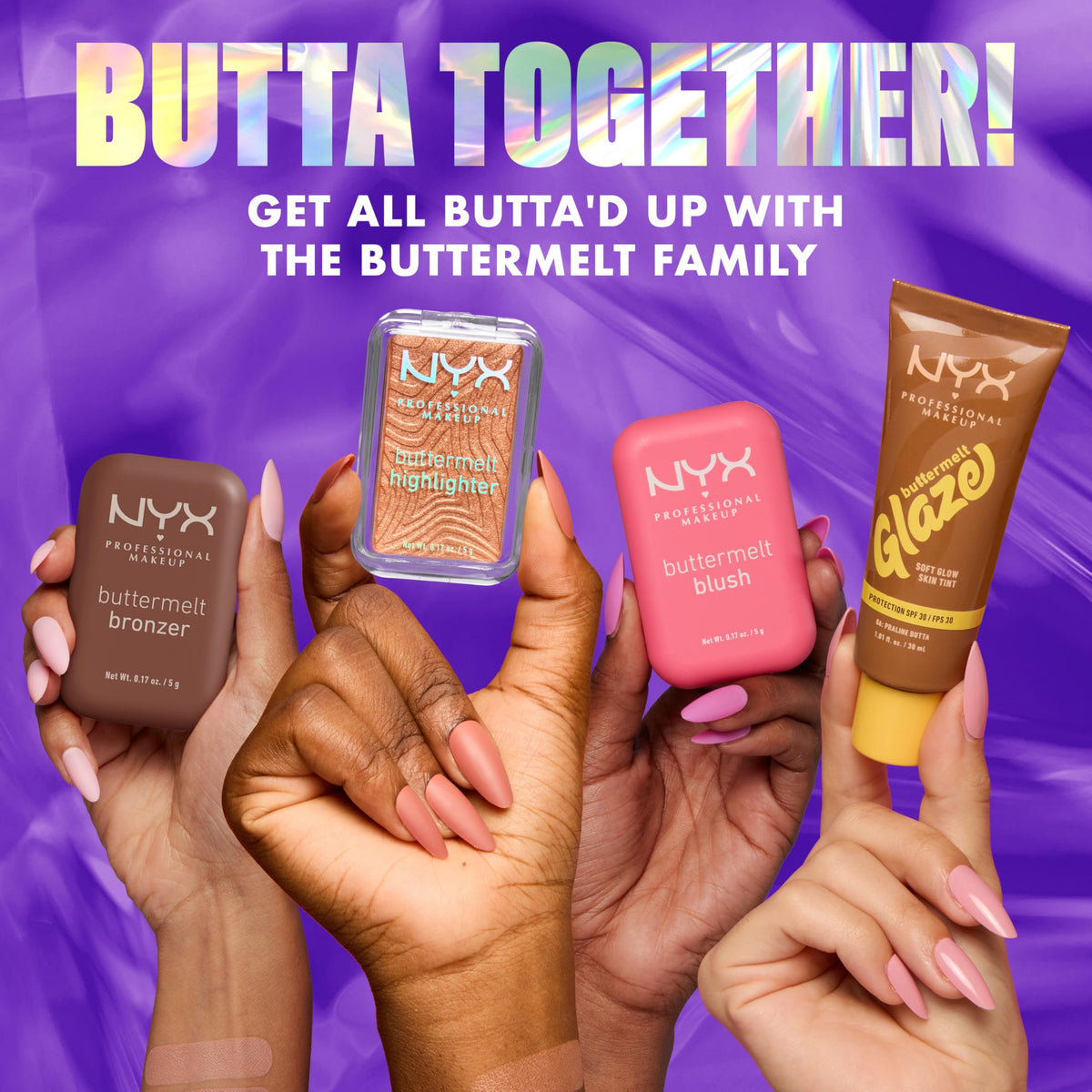 NYX PROFESSIONAL MAKEUP Buttermelt Highlighter, Powder Highlighter Makeup, With Up to 12H Wear and High Impact Glow - 05 Bright and Butta (Light Champagne)