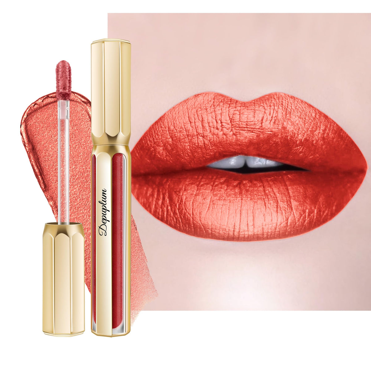 Depuplum Purple Lipsticks for Women Metallic Glitter Lipstick Long Lasting