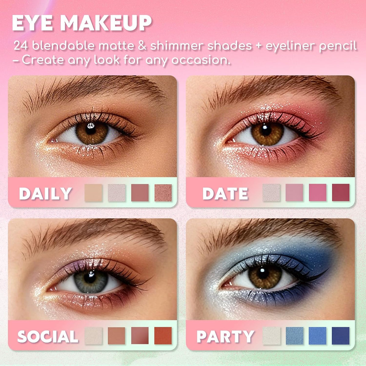 Color Nymph Makeup Kit for Teens Girls Beginners Travel Make up Set Green