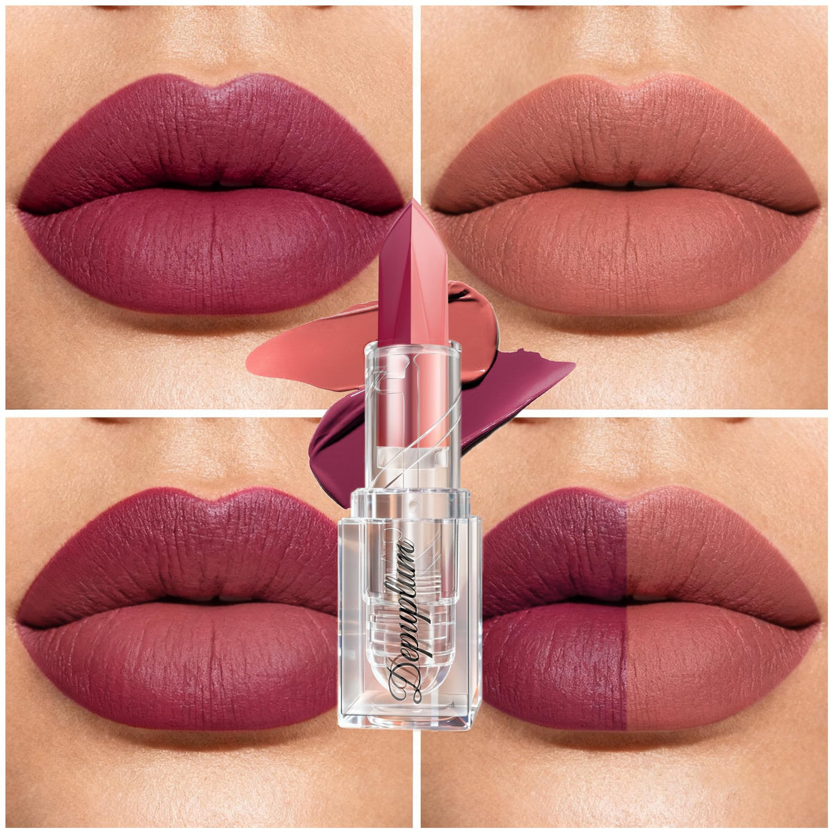 Depuplum Black Lipstick Glitter Red Lipstick Ombre Lips Dual Tone