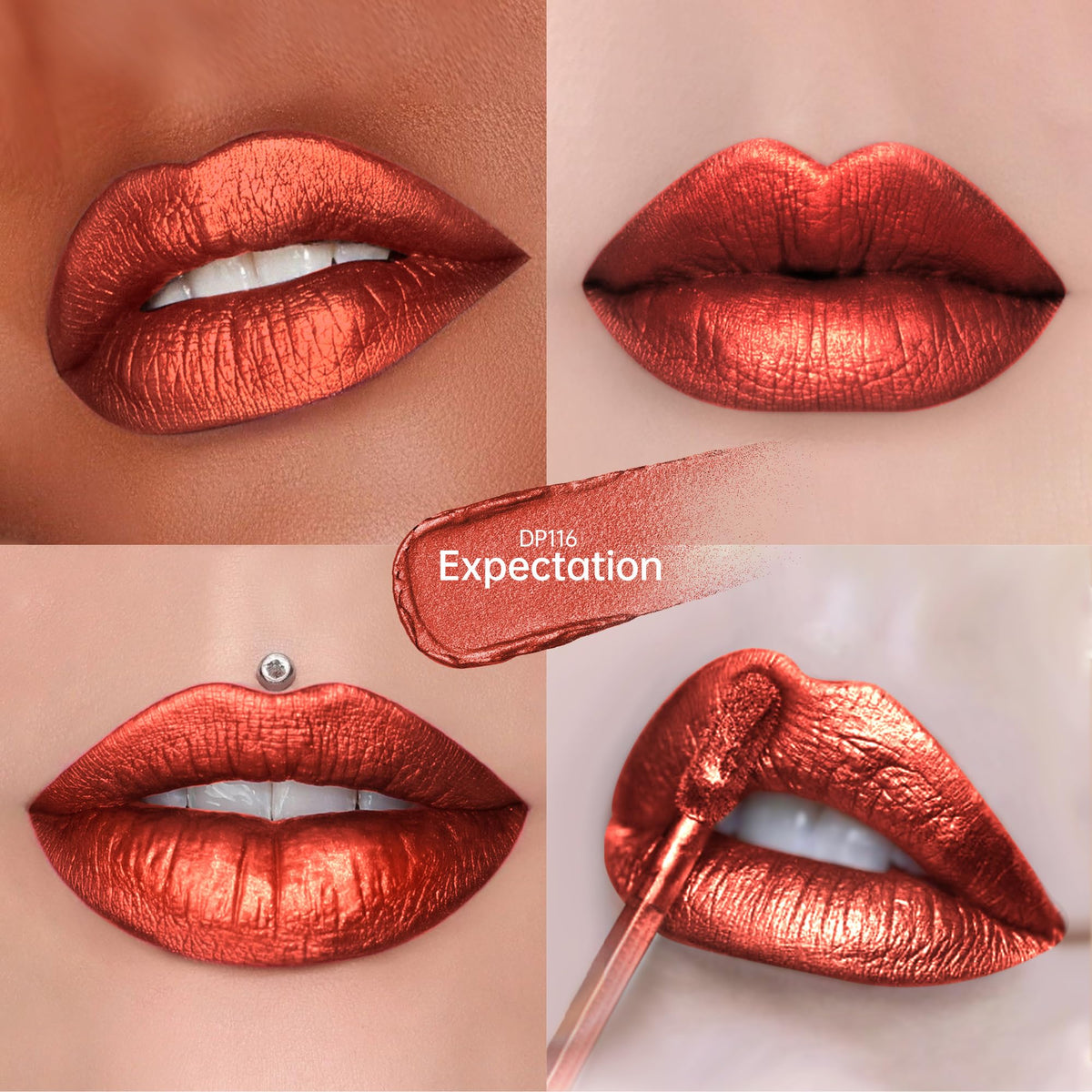 Depuplum Purple Lipsticks for Women Metallic Glitter Lipstick Long Lasting