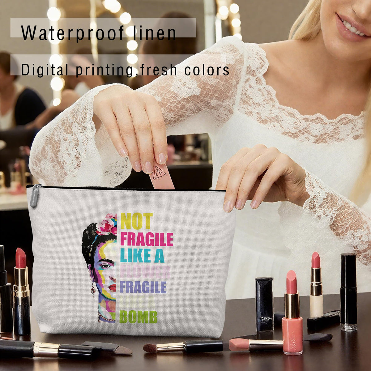 Retro Pinup Makeup Bag for Women, Vintage Pop Art Cosmetic Pouch, Sassy Funny Gifts for Girls, Bold Sarcastic Toiletry Bag, Unique Present