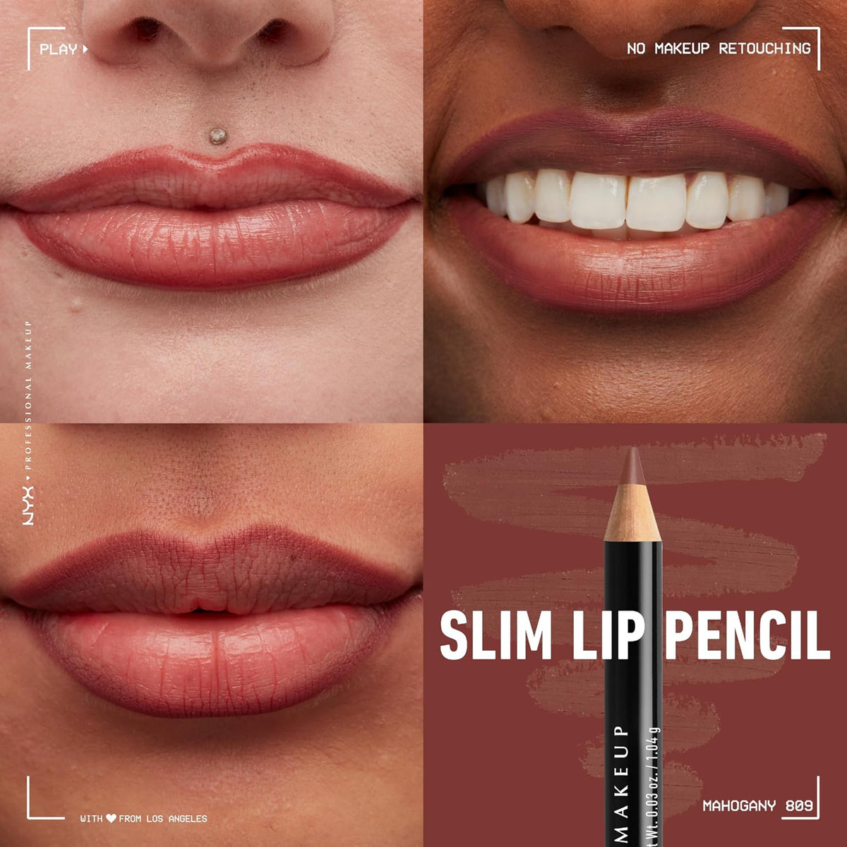 NYX PROFESSIONAL MAKEUP Slim Lip Pencil, Long-Lasting Creamy Lip Liner - Espresso