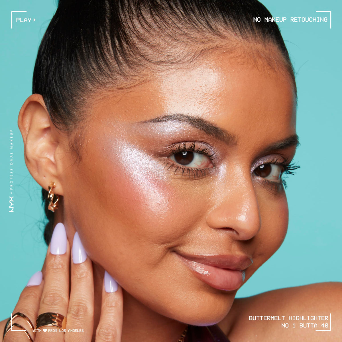 NYX PROFESSIONAL MAKEUP Buttermelt Highlighter, Powder Highlighter Makeup, With Up to 12H Wear and High Impact Glow - 05 Bright and Butta (Light Champagne)