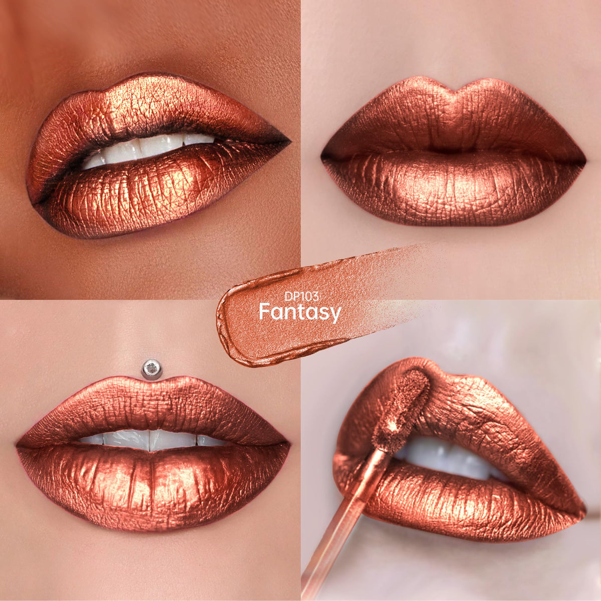 Depuplum Purple Lipsticks for Women Metallic Glitter Lipstick Long Lasting