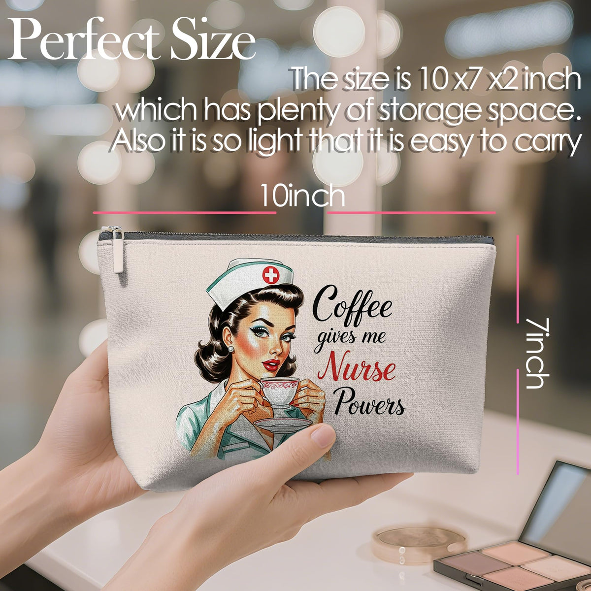 Retro Pinup Makeup Bag for Women, Vintage Pop Art Cosmetic Pouch, Sassy Funny Gifts for Girls, Bold Sarcastic Toiletry Bag, Unique Present