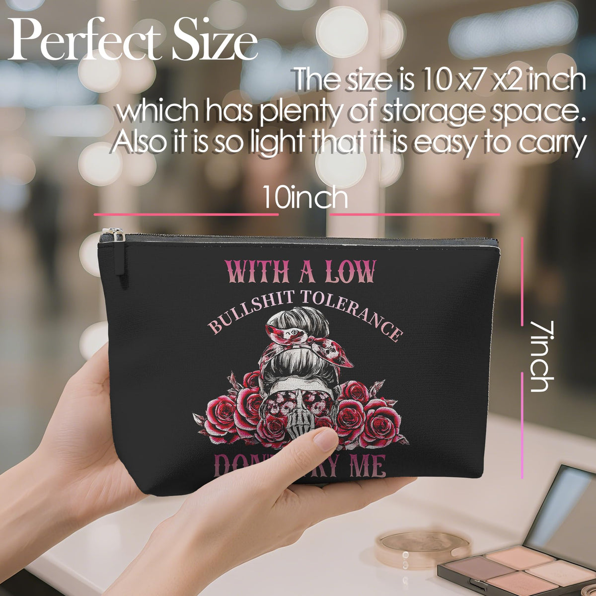 Retro Pinup Makeup Bag for Women, Vintage Pop Art Cosmetic Pouch, Sassy Funny Gifts for Girls, Bold Sarcastic Toiletry Bag, Unique Present