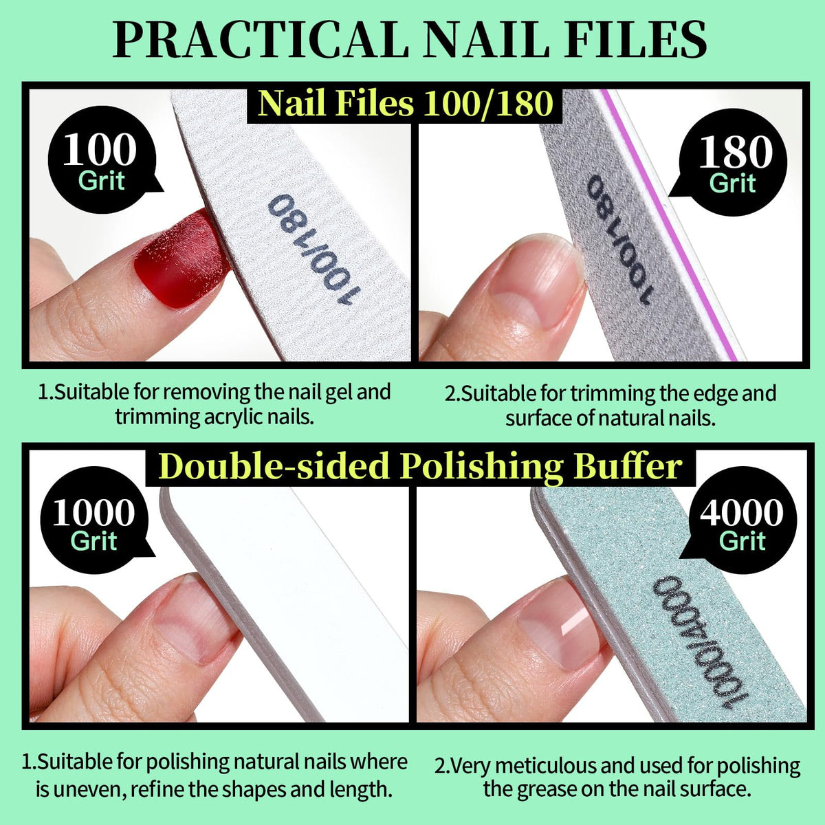 FANDAMEI Nail Care Kit, Nail Files 100/180, Nail Buffer Block, Cuticle Nippers, Cuticle Trimmer, Cuticle Pusher, Nail Tools, Nail Kit, Pedicure & Manicure Tools, Nail Prep Kit, Manicure Kit for Women