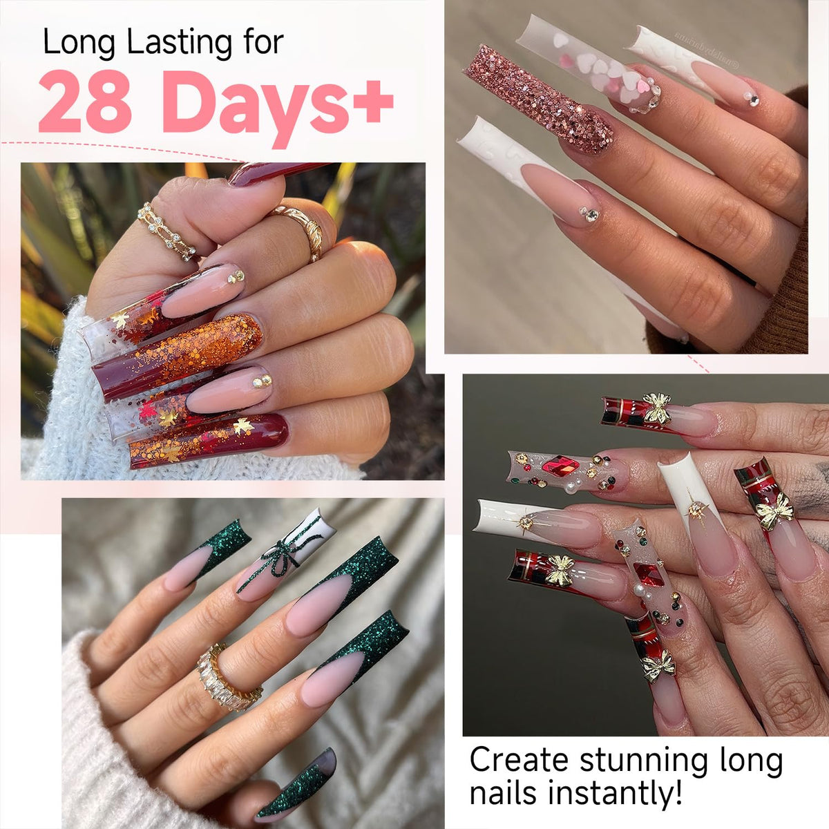UNA GELLA Square Nail Tips XXL Long Half Cover Gel Tips 120PCS