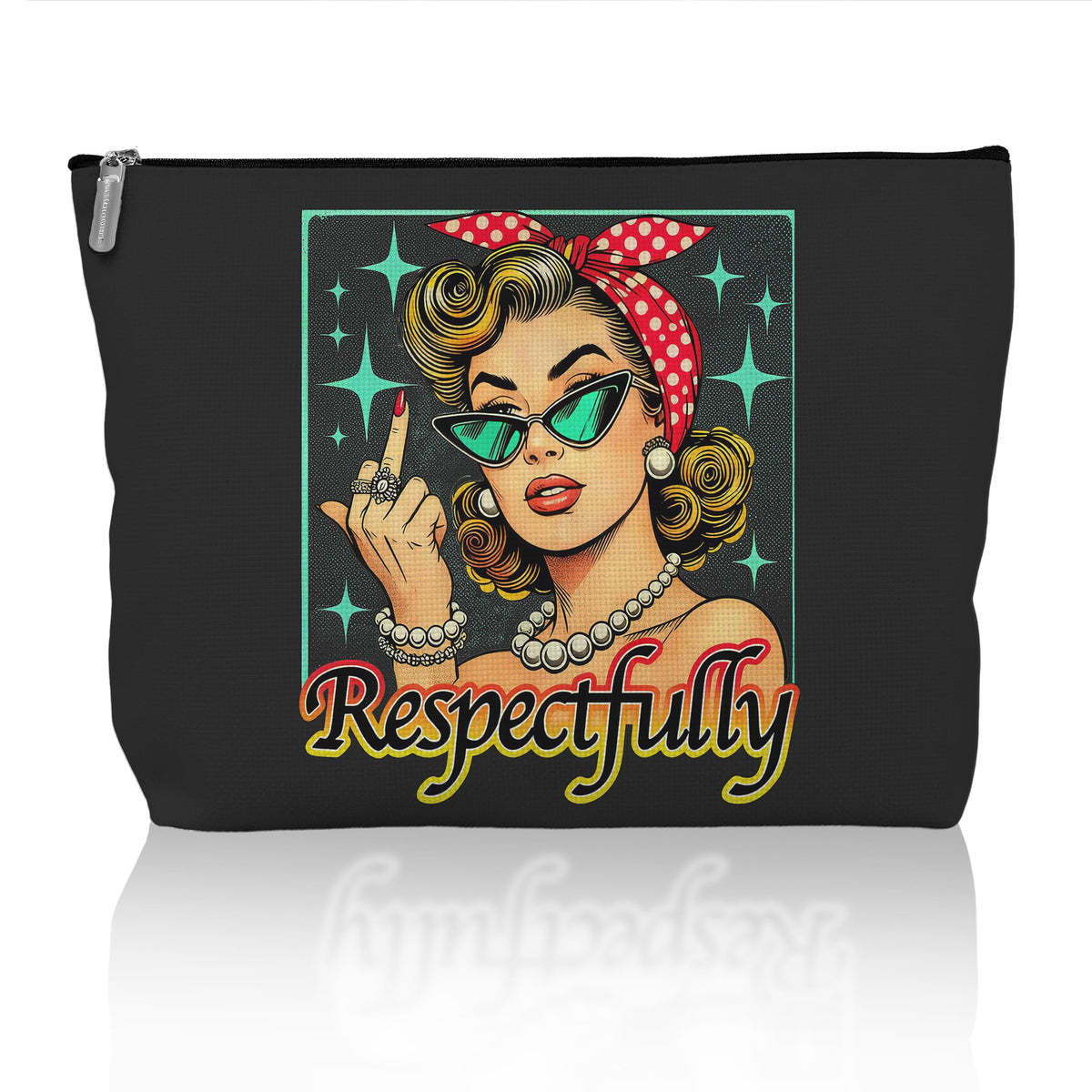 Retro Pinup Makeup Bag for Women, Vintage Pop Art Cosmetic Pouch, Sassy Funny Gifts for Girls, Bold Sarcastic Toiletry Bag, Unique Present