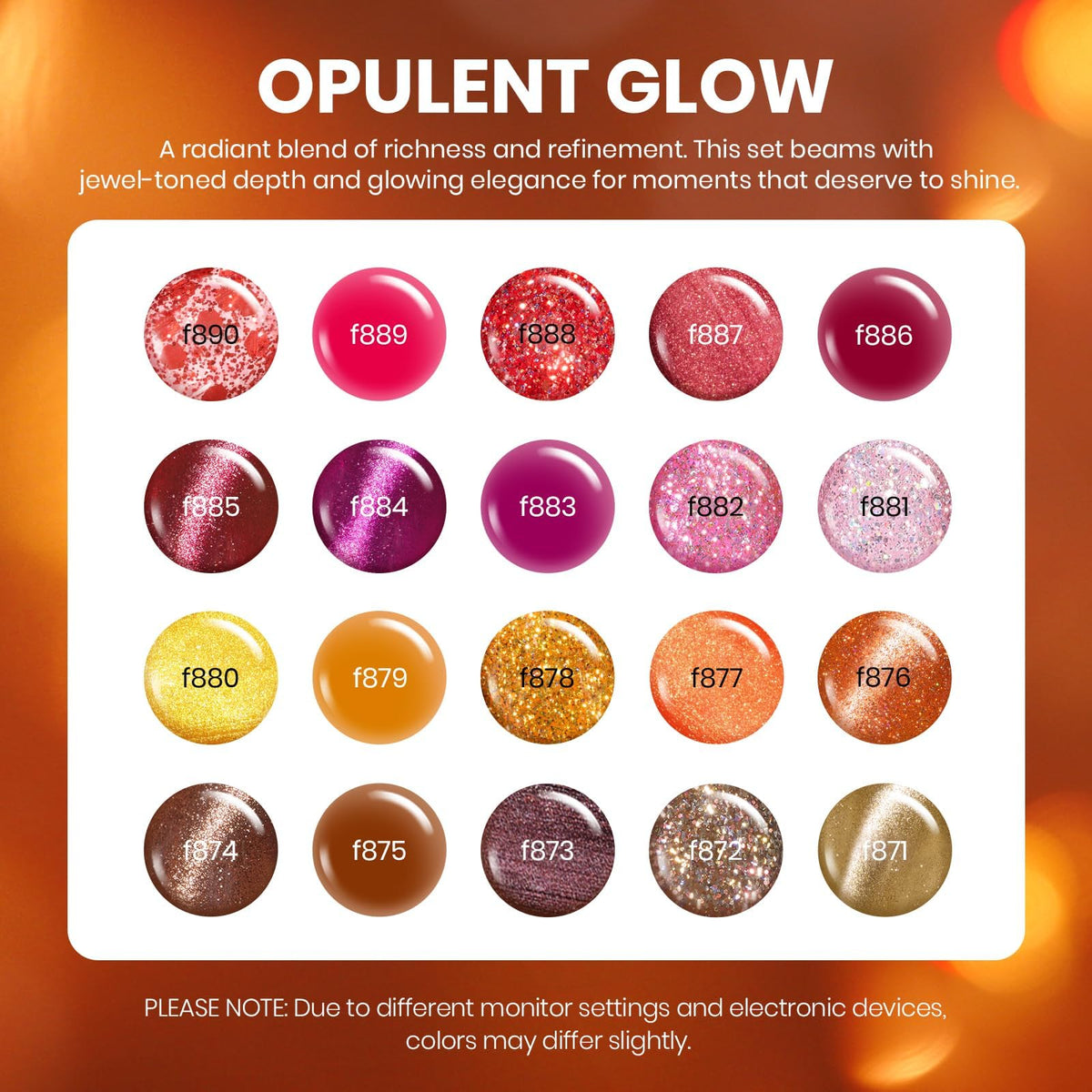 Beetles Fall Gel Nail Polish Set, 20 Colors Orange Yellow Brown