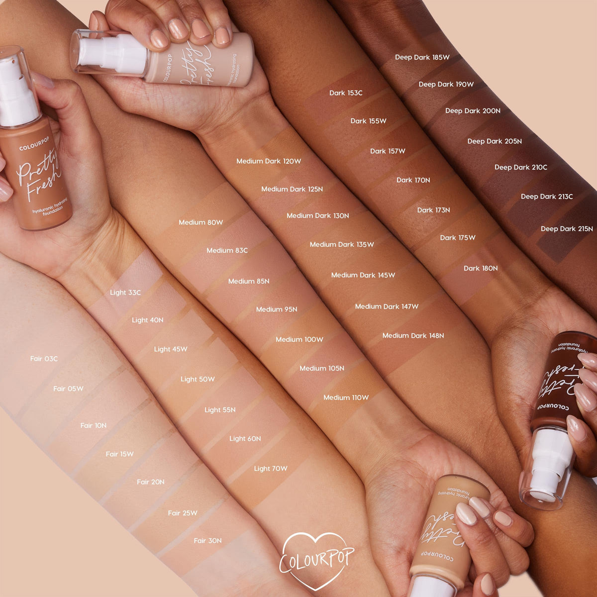 ColourPop Pretty Fresh Liquid Foundation - Hydrating Foundation with Medium, Buildable Coverage & a Natural Finish - Enriched with Hyaluronic Acid & Coconut Water - Light 70W (1 oz)
