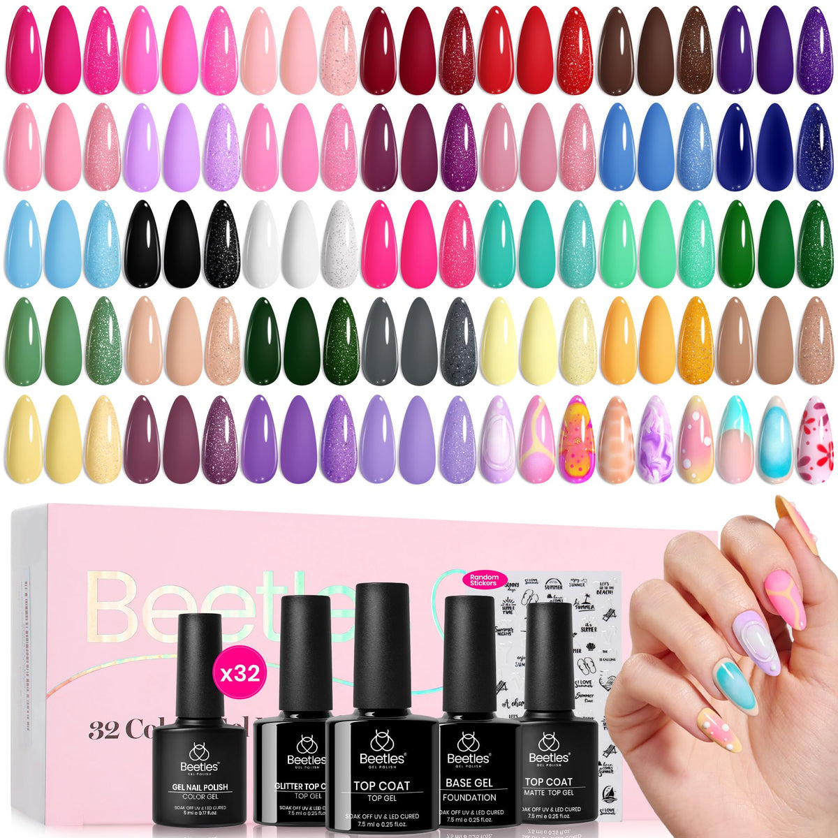 Beetles Cat Eye Gel Nail Polish Set, 36 Colors Magnetic Fall Gel Polish Kit