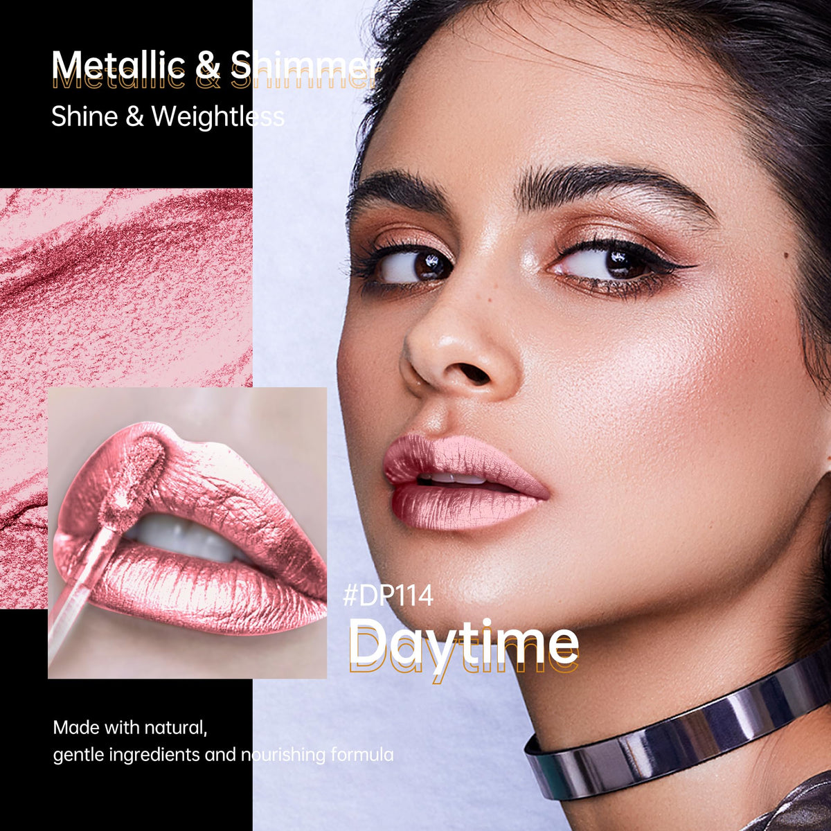 Depuplum Purple Lipsticks for Women Metallic Glitter Lipstick Long Lasting