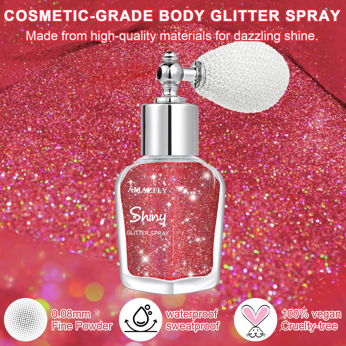 Hair and Body Glitter Spray, Shimmering Powder Sparkle Powder Makeup, Glitter Loose Sparkle Makeup for Body Highlighter,Festival Prom Rave Accessories (Glint-Rainbow)