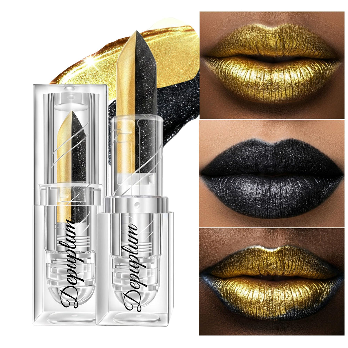 Depuplum Black Lipstick Glitter Red Lipstick Ombre Lips Dual Tone