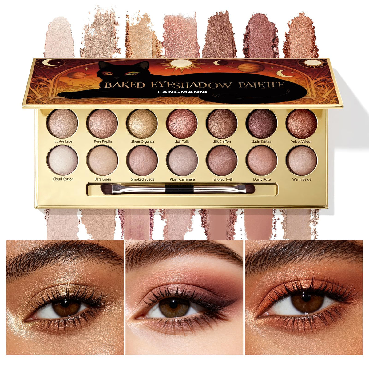14-Color Baked Eyeshadow Palette, Matte & Shimmer, Nocturnal Nebula