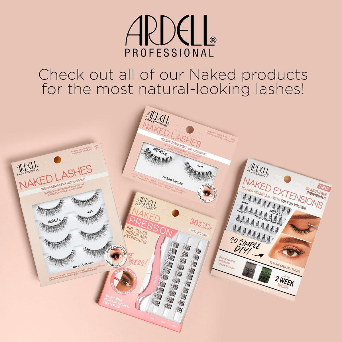 Ardell Naked Lashes 421 Subtle Volume Natural Look False Eyelashes, 4 Pairs