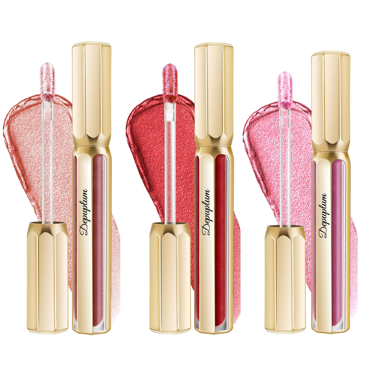 Depuplum Purple Lipsticks for Women Metallic Glitter Lipstick Long Lasting