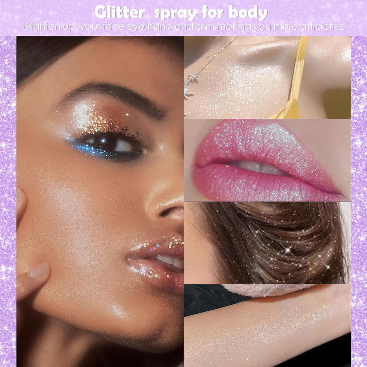 Yosca Body Glitter Spray, 30ML Holographic Body Shimmer Powder Hair Spray