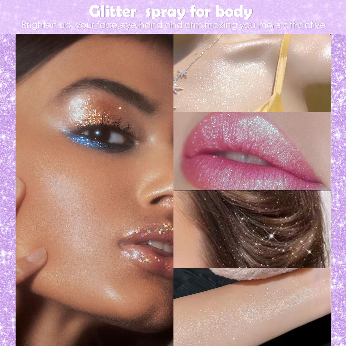 Yosca Body Glitter Spray, 30ML Holographic Body Shimmer Powder Hair Spray