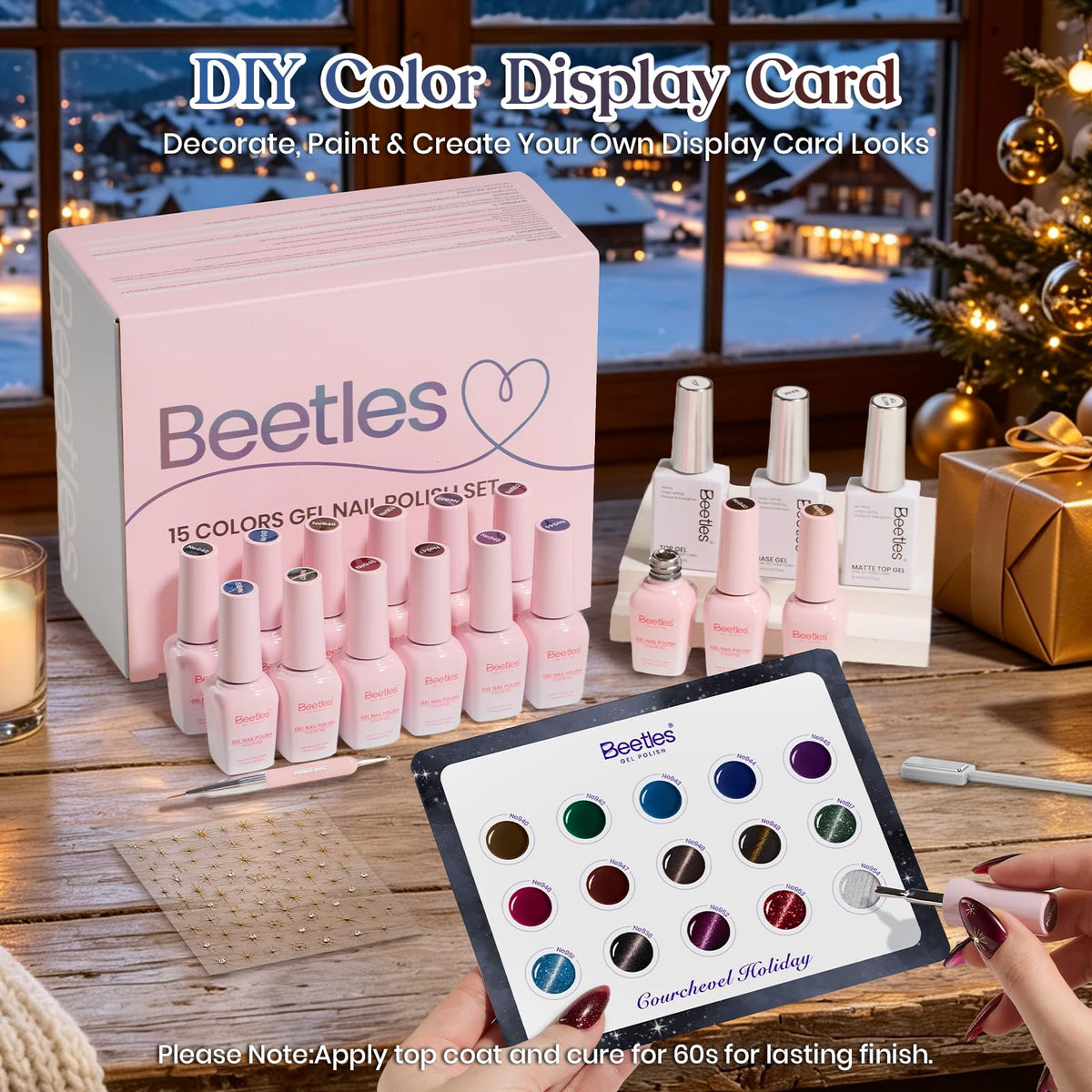 Beetles Gel Nail Polish Set, 63 PCS 55 Colors Gel Polish Kit with Base Coat