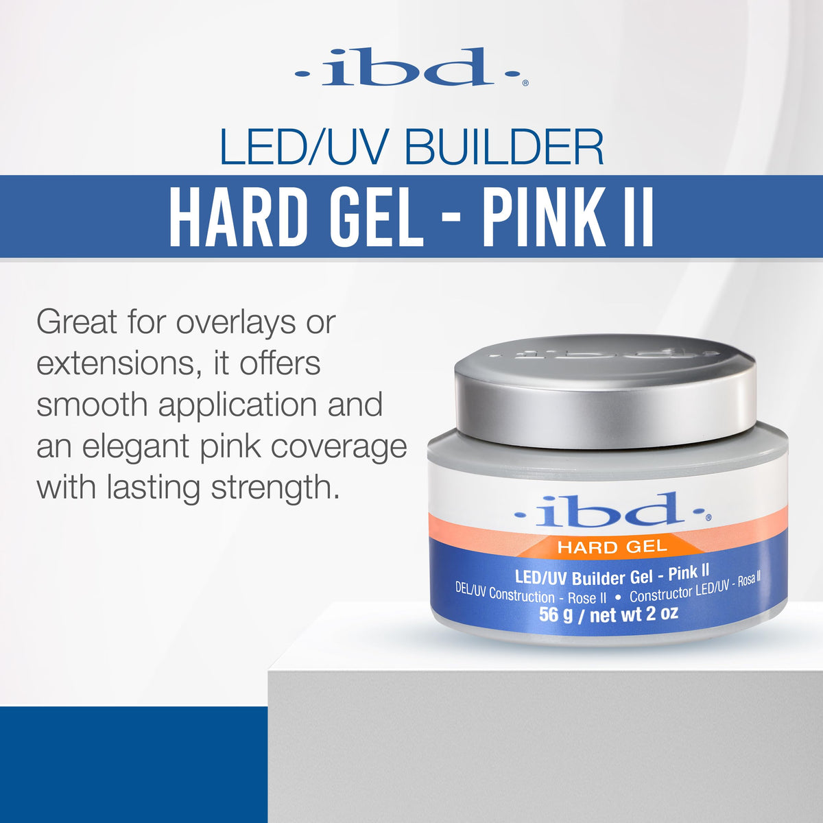 IBD Hard Gel LED/UV Builder Gel – Clear, Nail Extension & Overlay Gels, Strong Acrylic Finish, Professional Quality, 2 oz, 1 Pack
