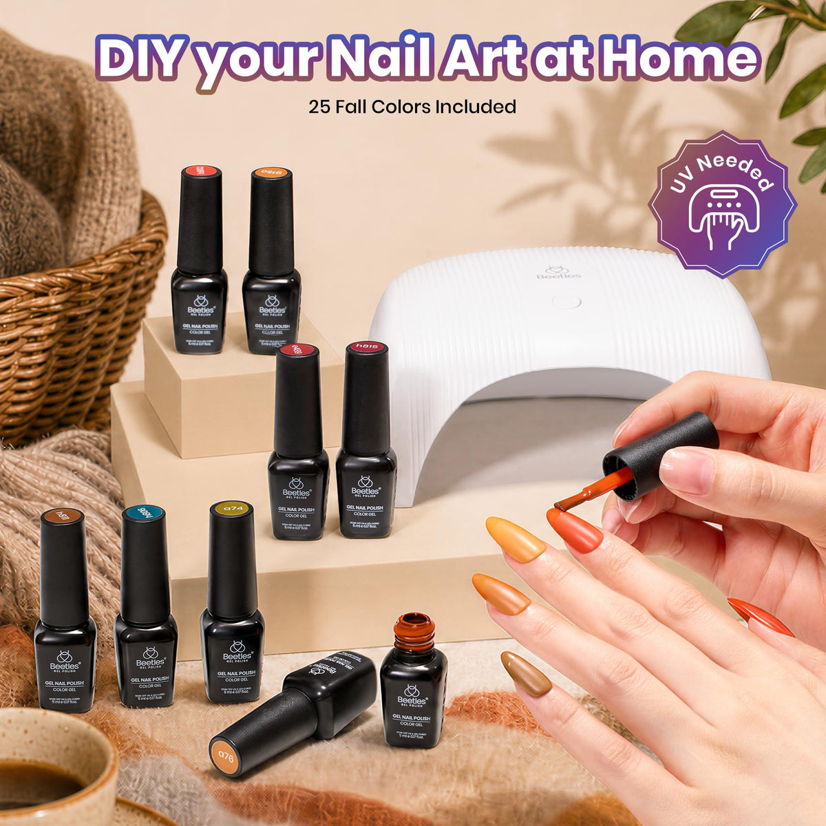 Beetles Gel Nail Polish Set, 63 PCS 55 Colors Gel Polish Kit with Base Coat