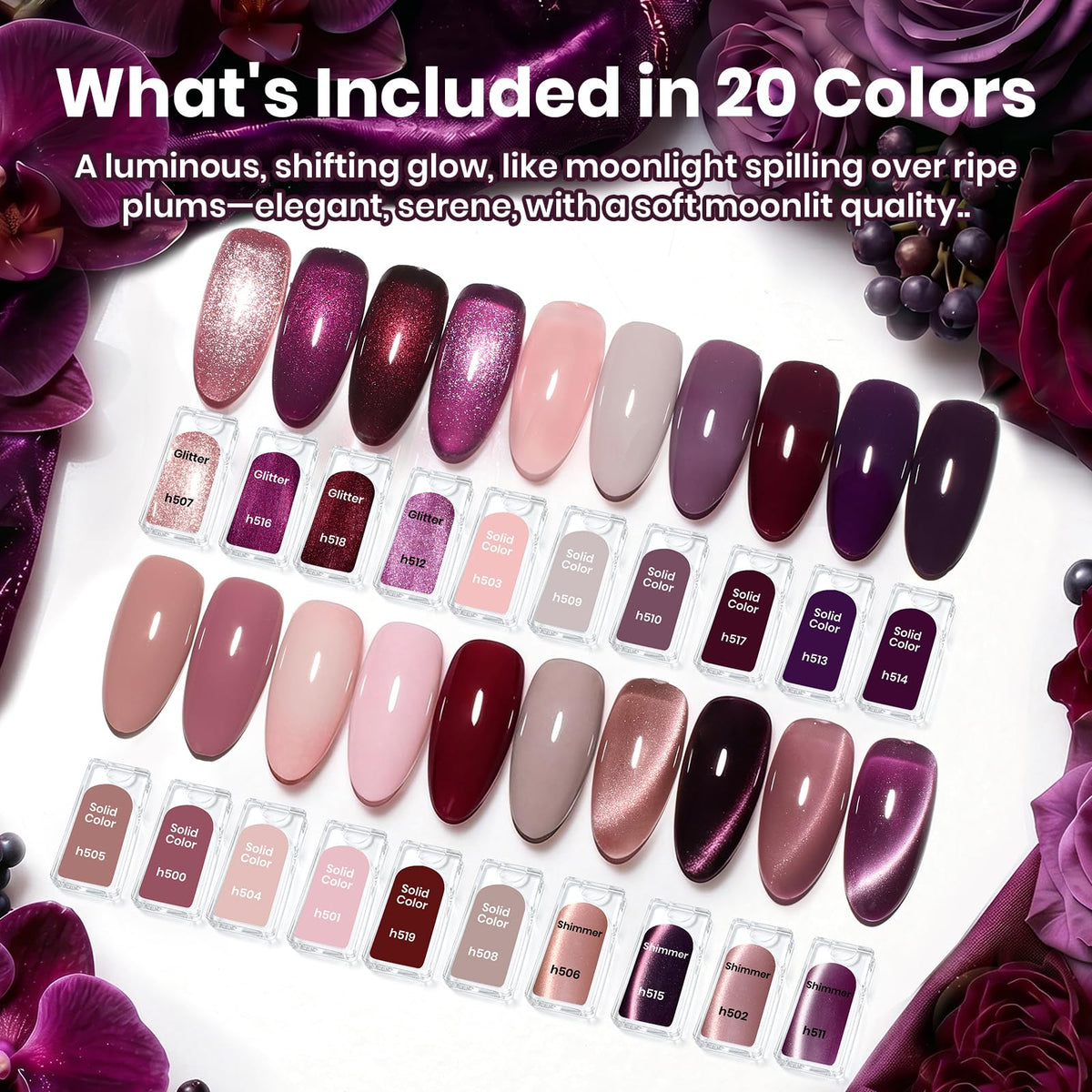 Beetles Fall Gel Nail Polish Set, 23Pcs Brown Burgundy Red Nude Pink