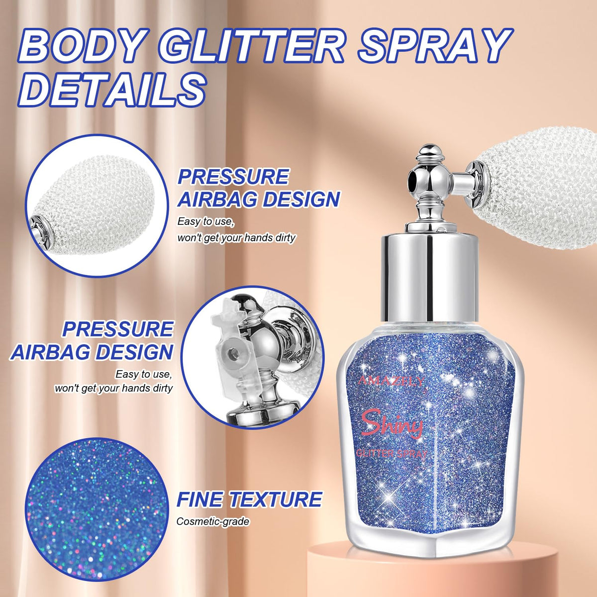 Hair and Body Glitter Spray, Shimmering Powder Sparkle Powder Makeup, Glitter Loose Sparkle Makeup for Body Highlighter,Festival Prom Rave Accessories (Glint-Rainbow)
