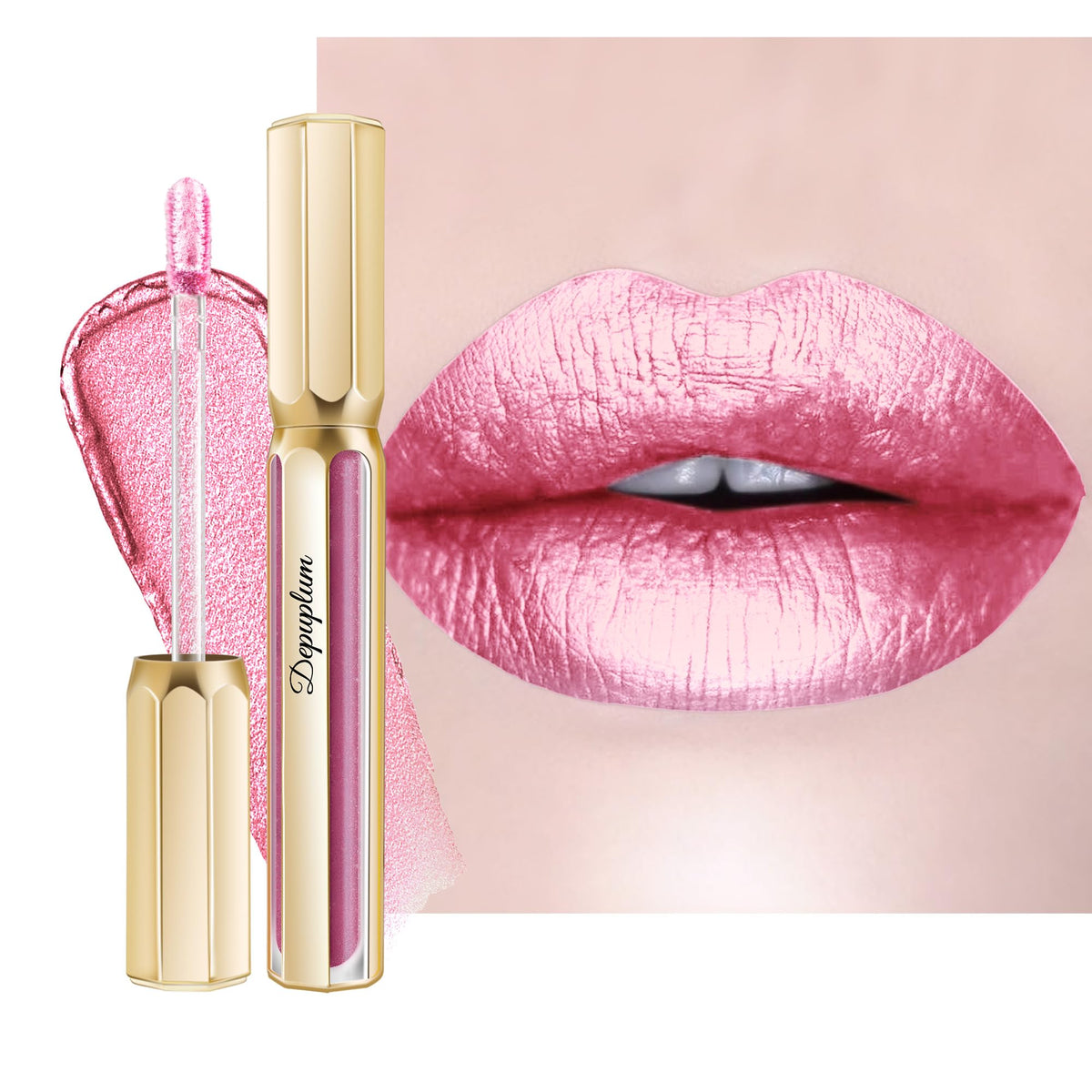 Depuplum Purple Lipsticks for Women Metallic Glitter Lipstick Long Lasting
